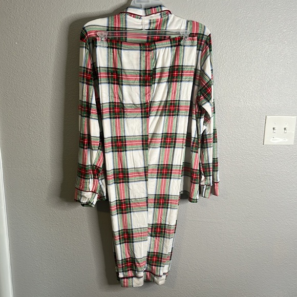 Joyspun Women's Velour Knit Pajama Set (2-Piece) in Winter White Plaid - NWT - Picture 7 of 8